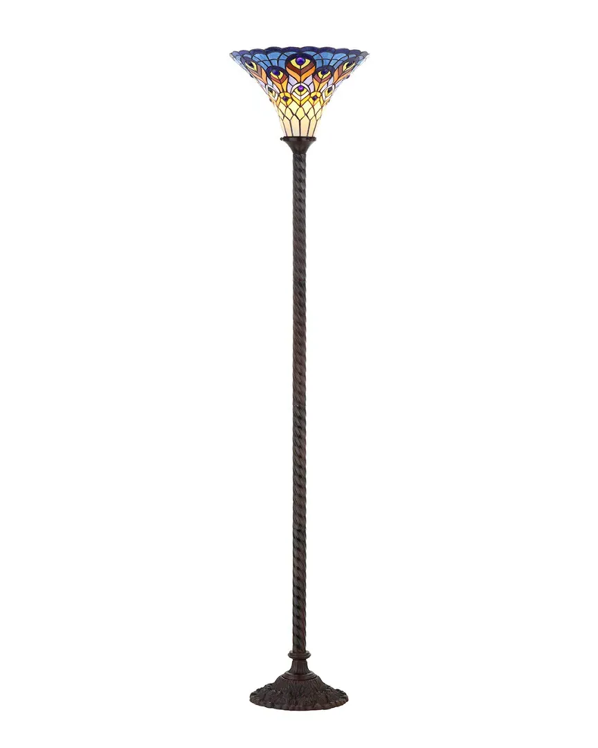 Williams Peacock Tiffany-Style Torchiere Floor Lamp - Seashell, Chrome