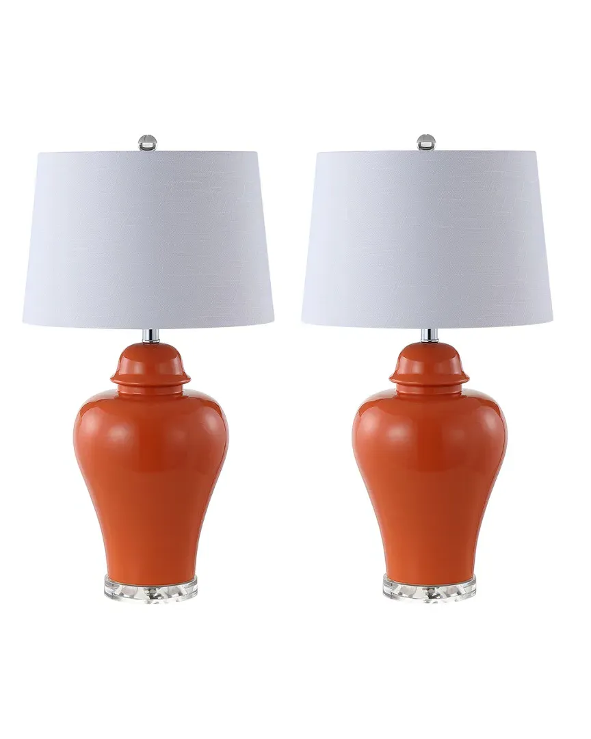 Winnie Set of 2 Ceramic Urn LED Table Lamps - Orange