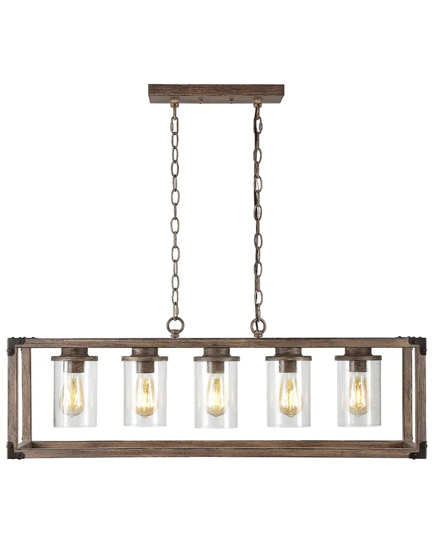 Zeniba 5-Light Linear Adjustable Pendant - Brown, Iron