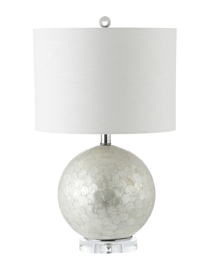 Zuri Capiz Seashell Sphere Table Lamp - Pearl White, Seashell