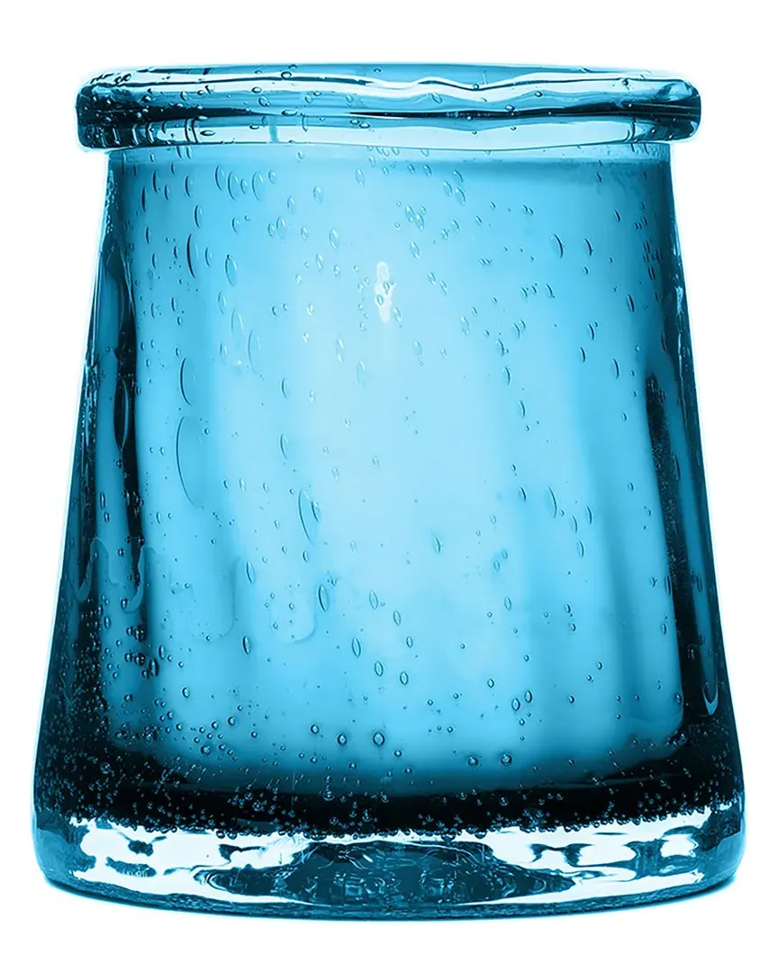 Large Citronella Juniper Bubble Glass Candle - Blue image