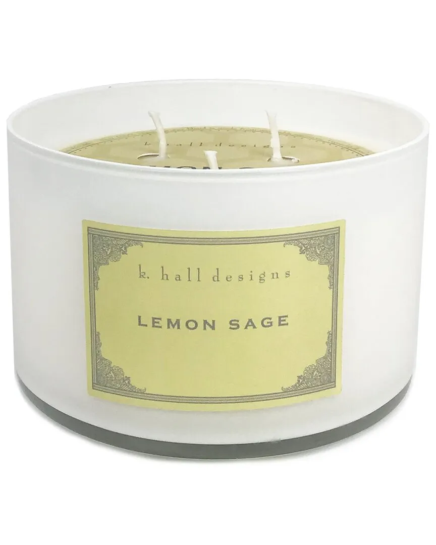 Lemon Sage Glass Candle - White image