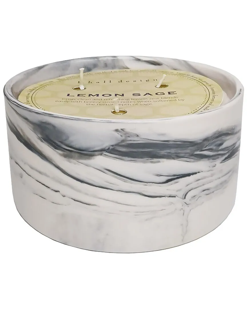 Lemon Sage Marble Candle - White