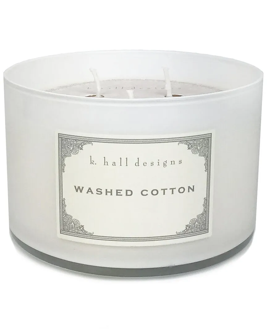 Washed Cotton Glass Candle - White
