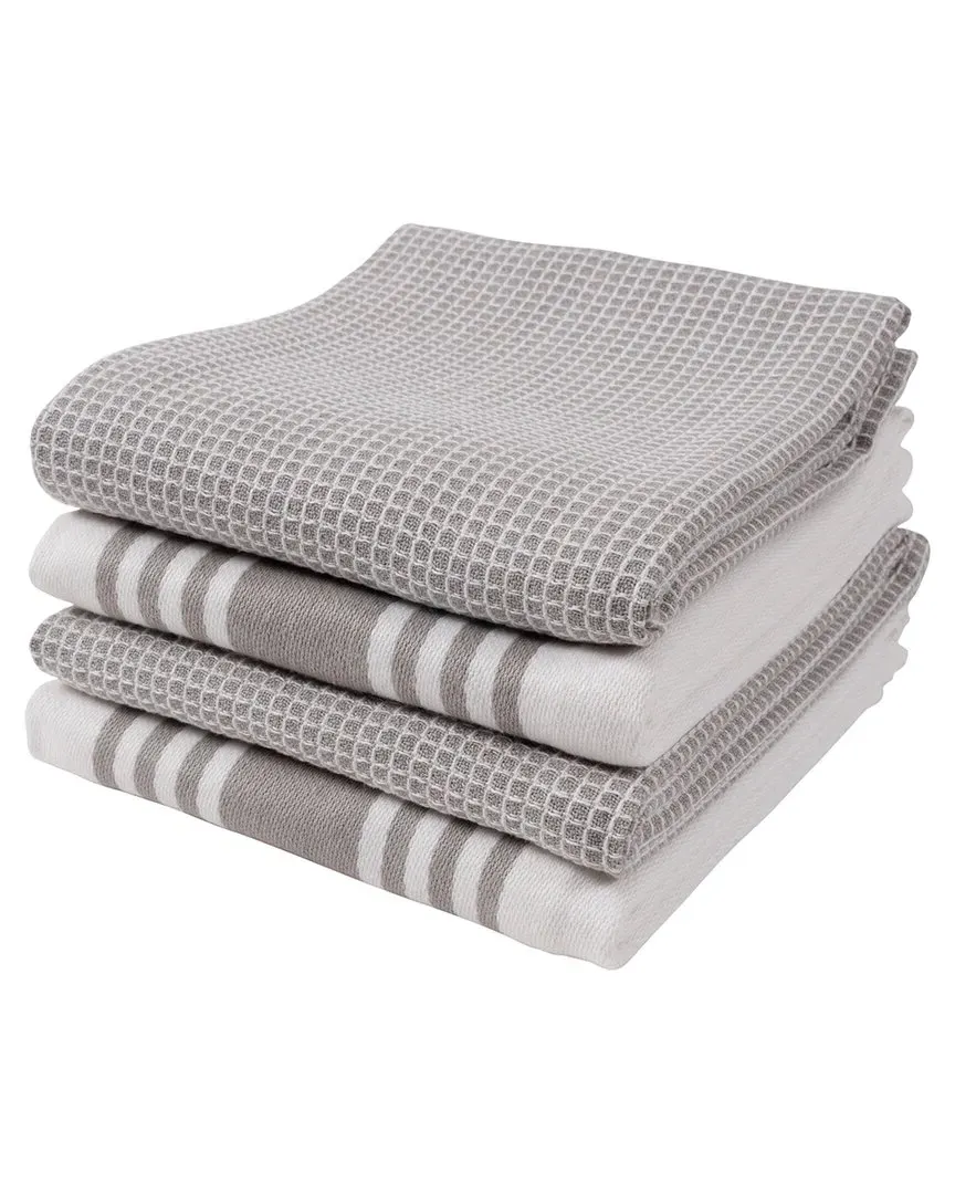 Madison Waffle Kitchen Towel Set of 4 - Grey, Cotton