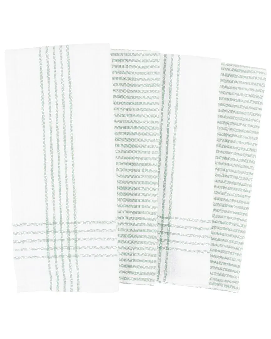 Monaco Set of 4 Assorted Linens - Green, Cotton