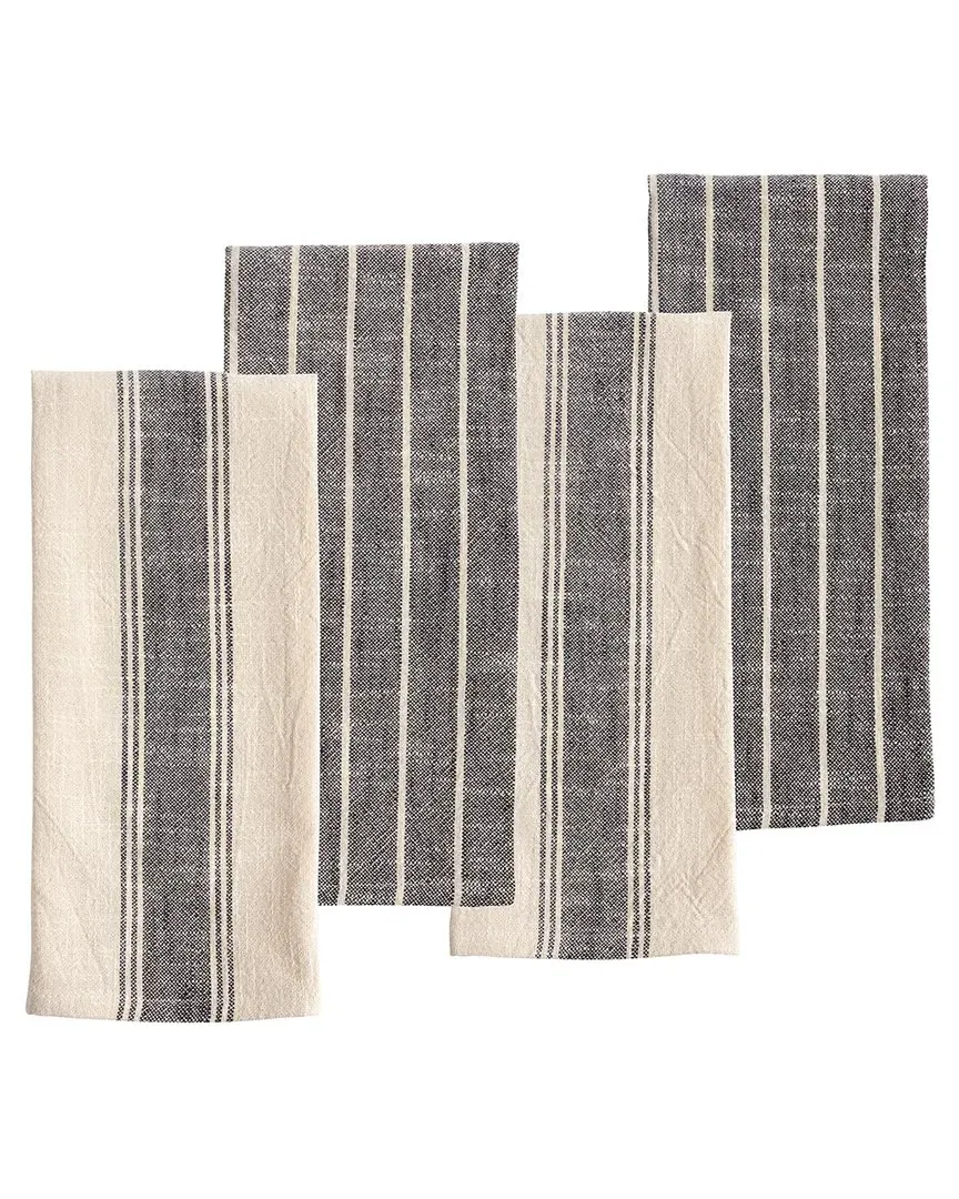 Monaco Set of 4 Tea Towels - Black, Cotton image