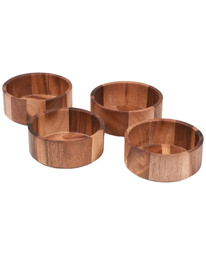Individual Salad Bowl Set of 4 - Brown, Acacia Wood image