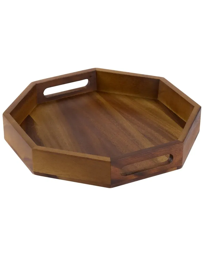 Octagon Serving Tray - Brown, Acacia Wood image