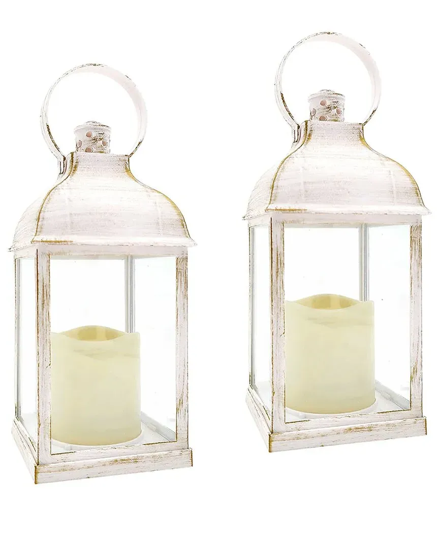 Set of 2 Marrakesh LED Decorative Lanterns - White