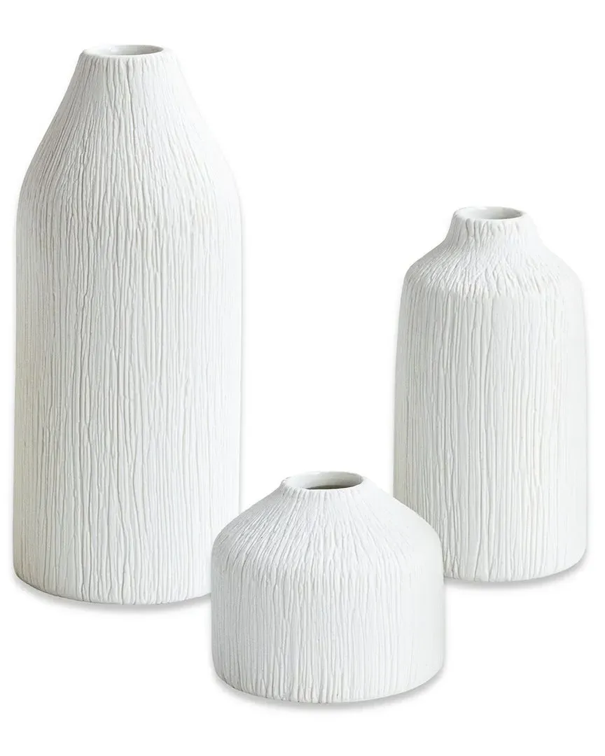 Set of 3 Boho Ceramic Bud Vases - White image