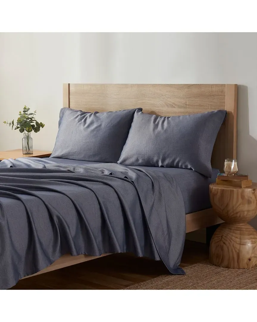 4pc Herringbone Twill Sheet Set - Dark Grey, Cotton image