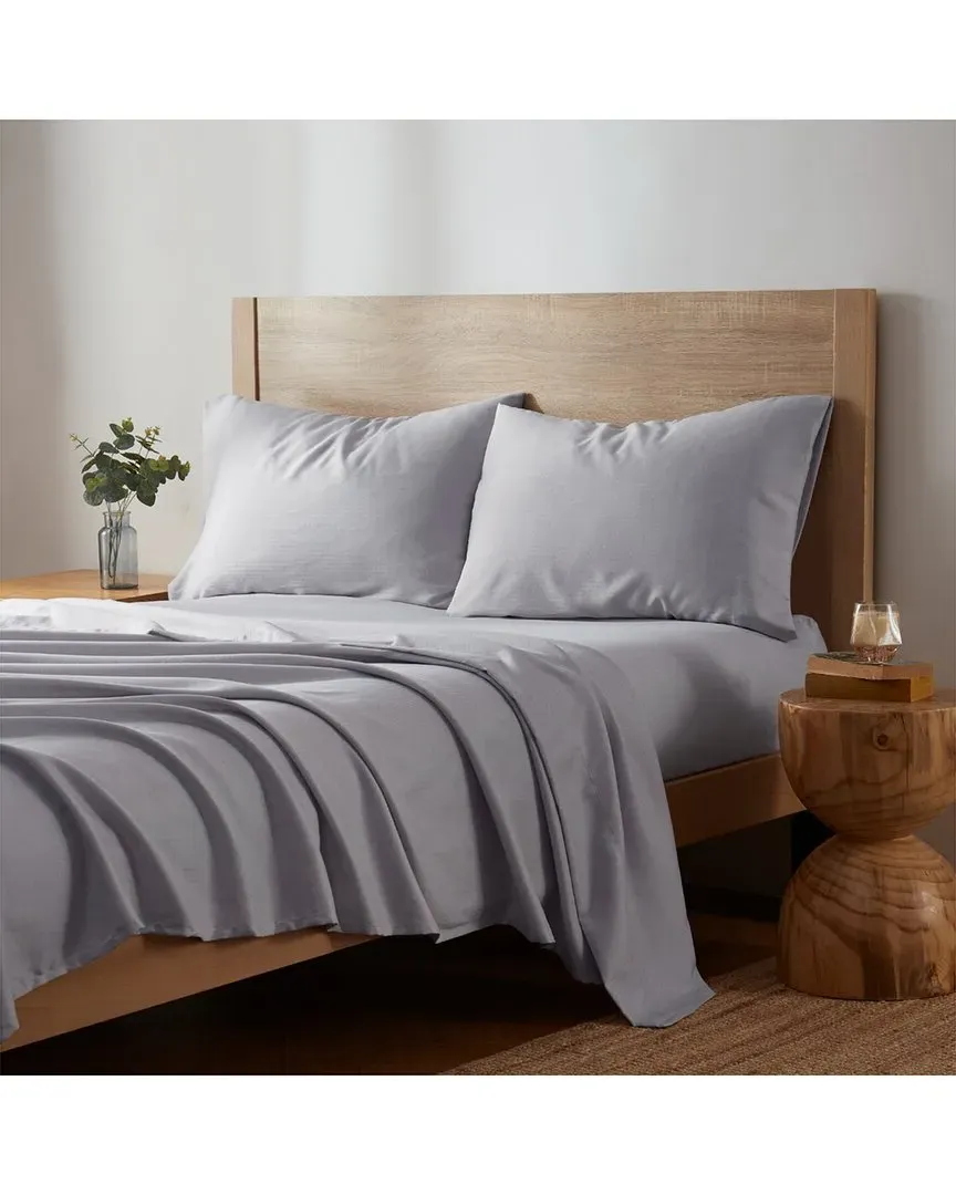 4pc Herringbone Twill Sheet Set - Light Grey, Cotton