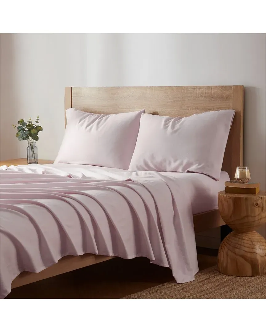 4pc Herringbone Twill Sheet Set - Pink, Cotton