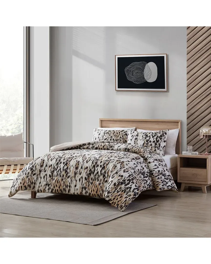 Abstract Leopard Cotton Comforter Set - Brown image