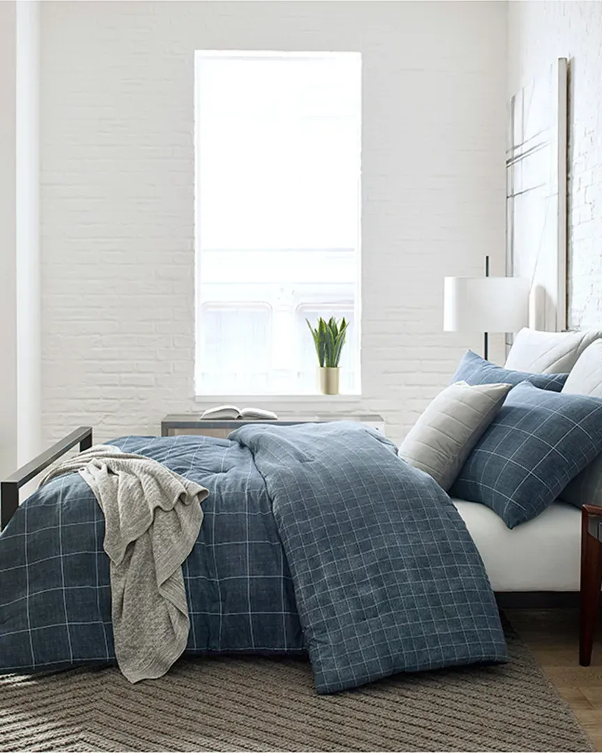 Holden Grid Duvet Cover Set - Indigo, Cotton