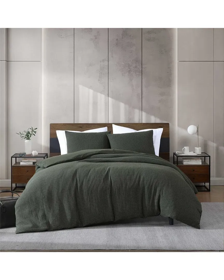 KCNY Waffle Comforter Set - Forest Green, Polyester image