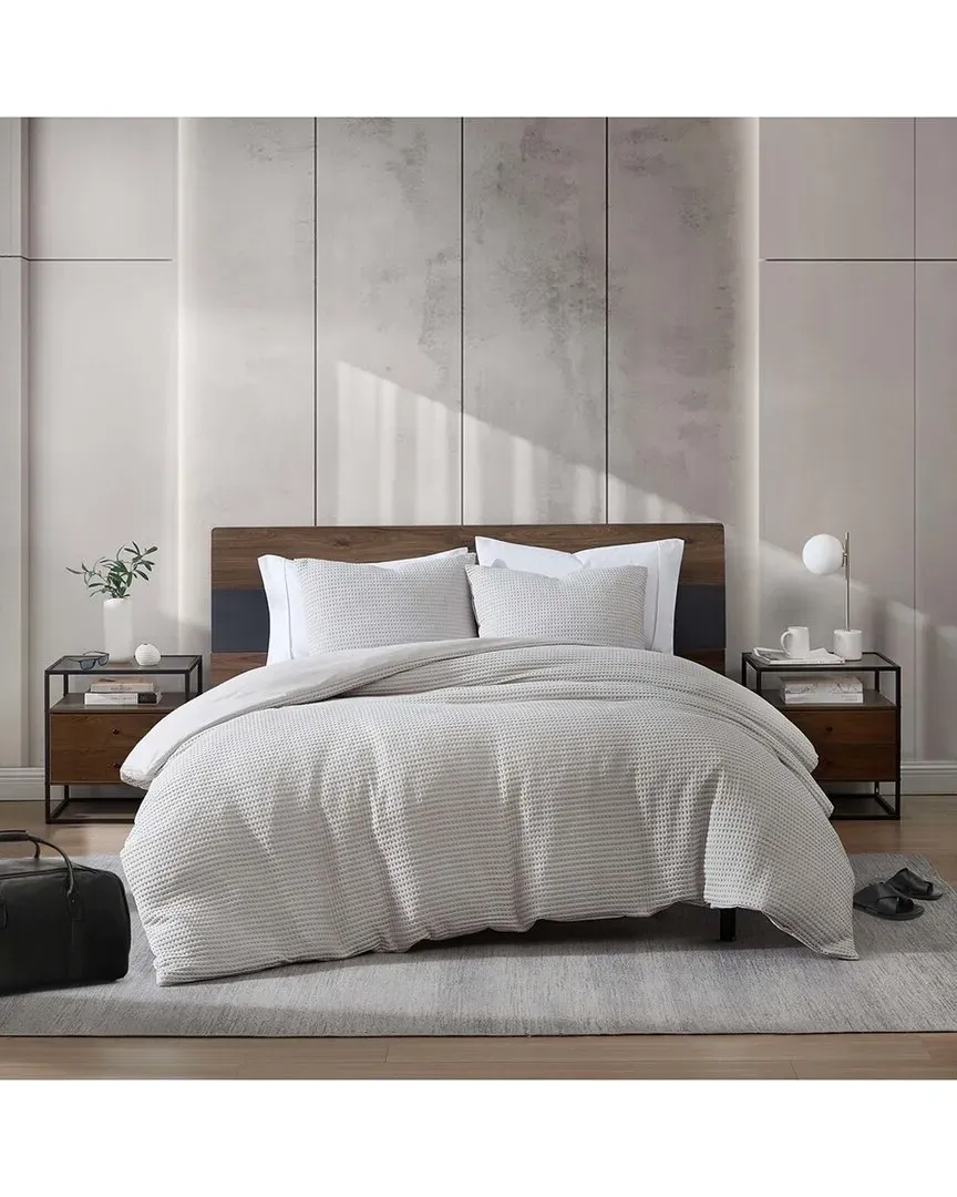 KCNY Waffle Comforter Set - Grey, Polyester