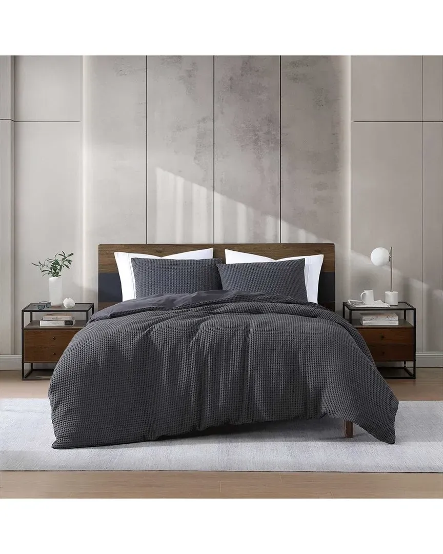KCNY Waffle Duvet Set - Charcoal, Polyester image