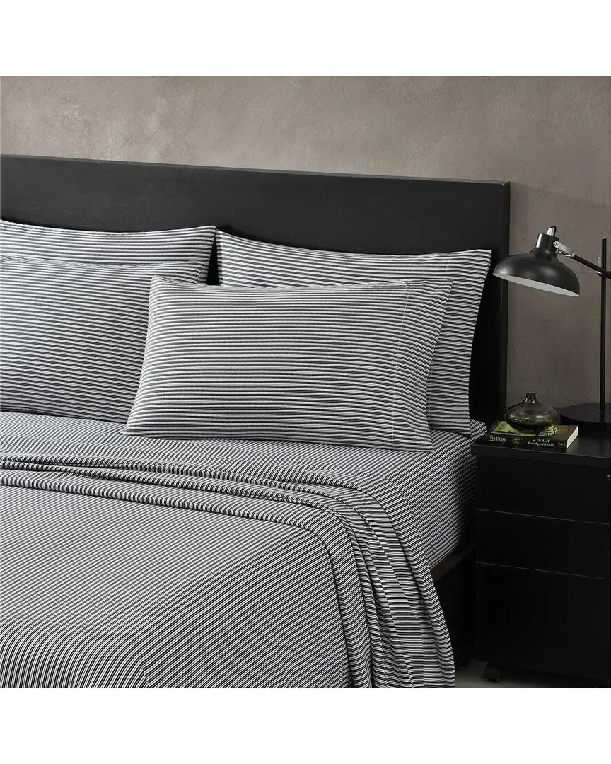 Twill Stripe Texture Lightweight Sheet Set - Black, Microfiber