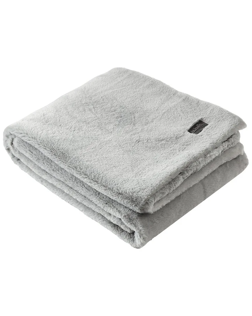 Faux Fur Mink Reversible Throw Blanket - Grey, Polyester image