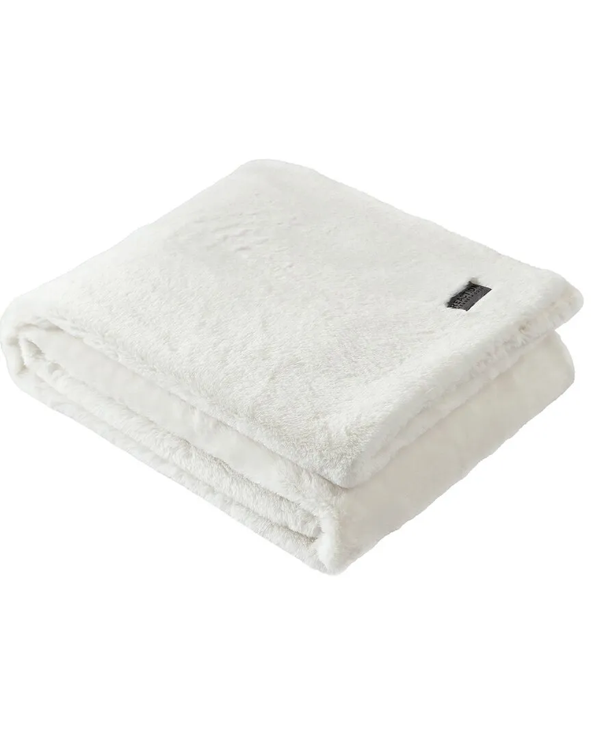 Faux Fur Mink Reversible Throw Blanket - White, Polyester