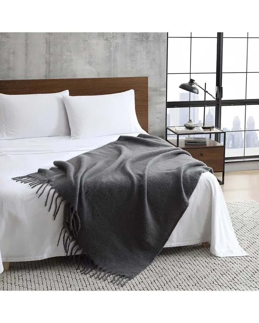 KCNY Throw Blanket with Fringe - Charcoal, Faux Mohair image