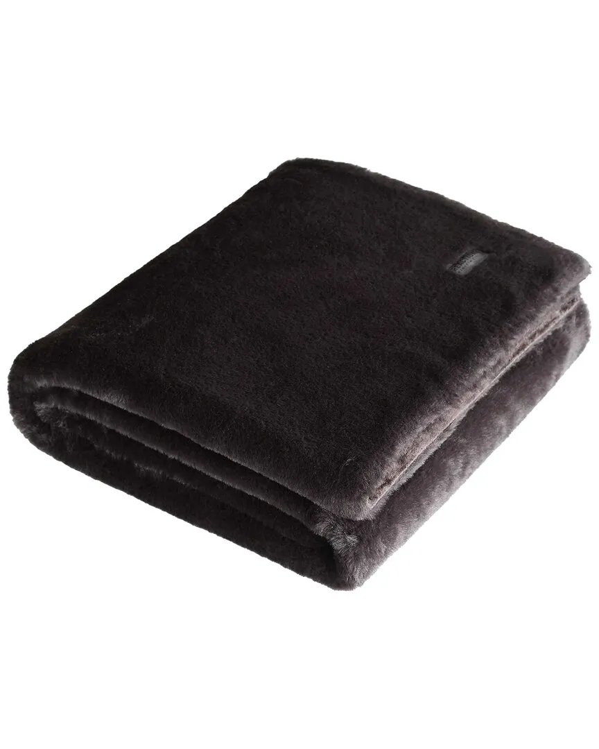 Solid Fluffy Reversible Throw Blanket - Brown