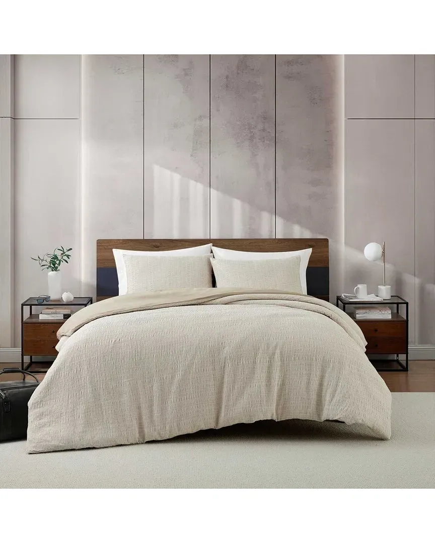 Stitched Gauze Jacquard Comforter Set - Beige, Polyester