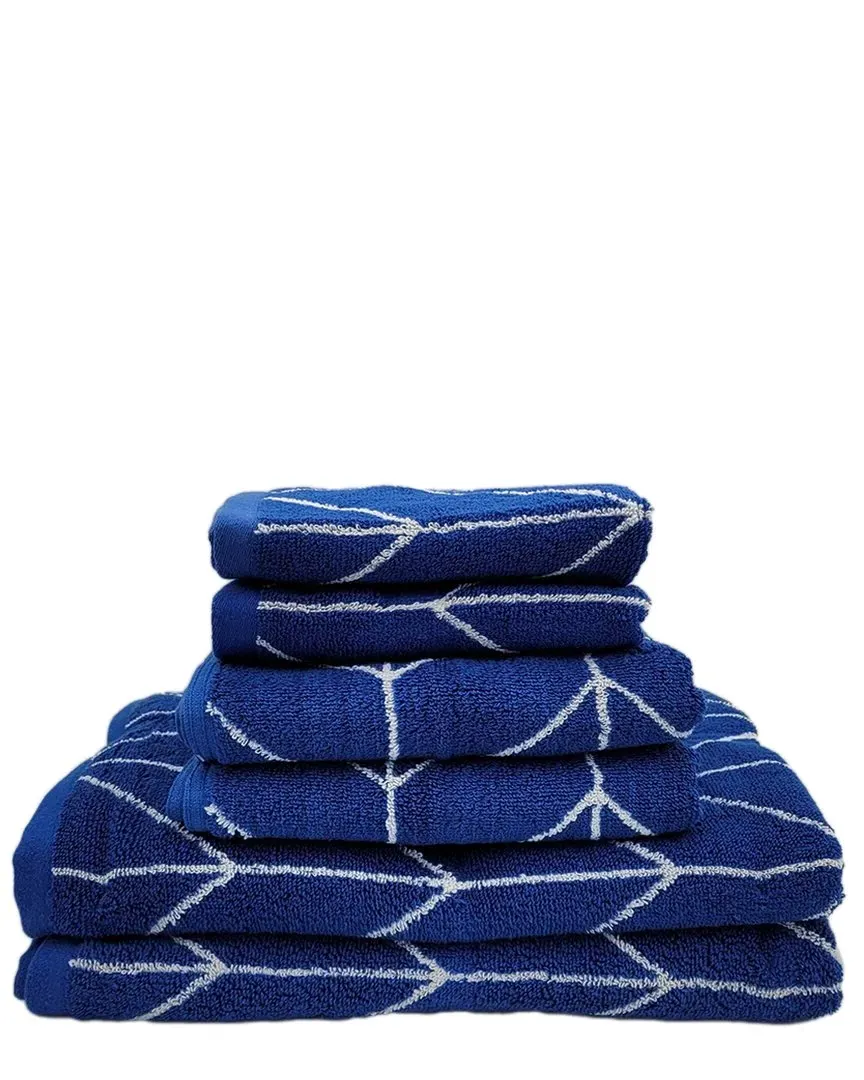 6-Piece Yarn Dyed Jacquard Towel Set - Blue image