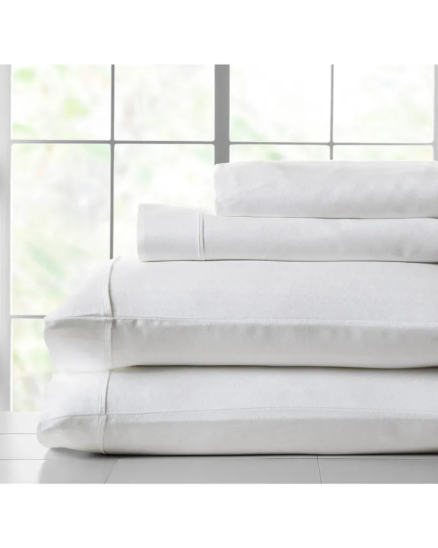600 Thread Count Herringbone Stripe Sheet Set - White image
