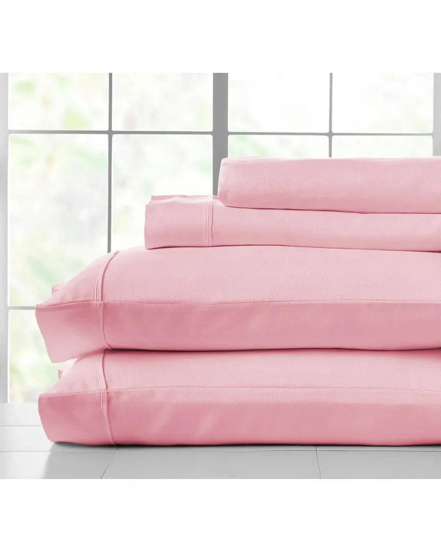 Herringbone Stripe 600TC Sheet Set - Coral Blush