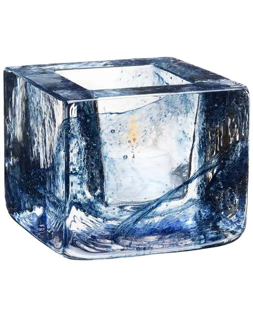 Brick Square Votive Holder - Blue, Glass