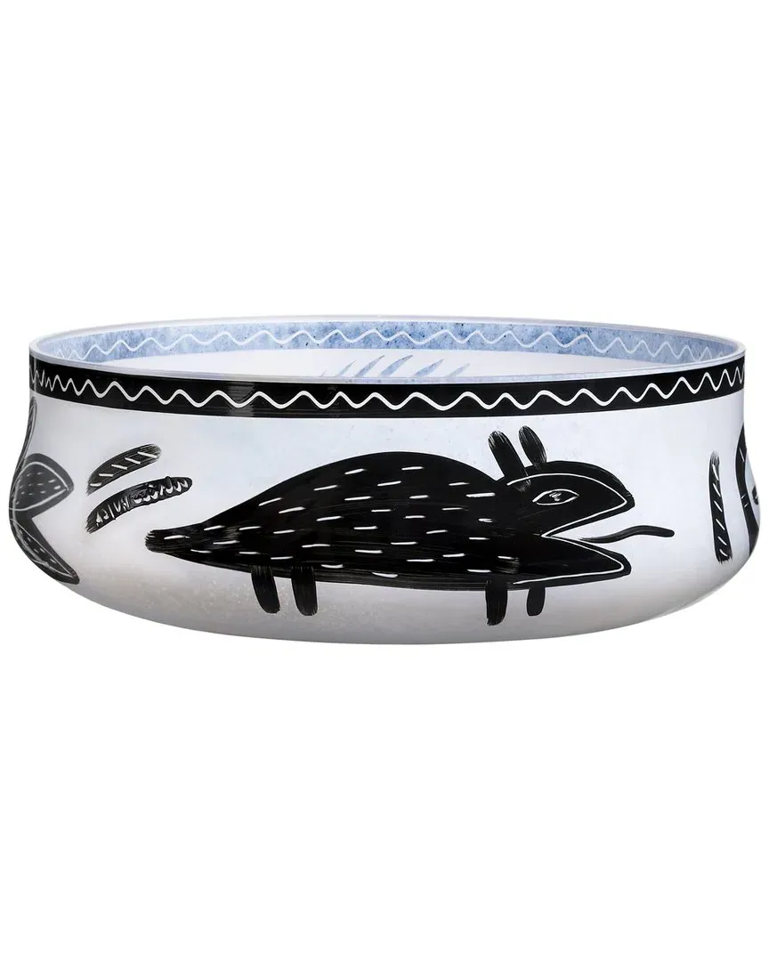 Handmade Caramba Bowl - Black & White, Crystal Glass