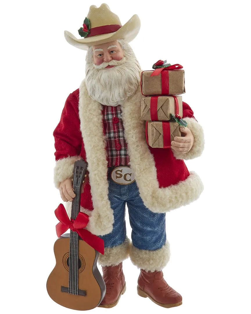 11-Inch Fabriché Western Santa With Guitar - Red image