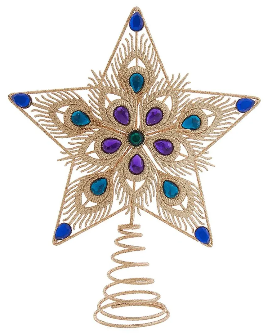 11.5in Gem Stones Star Tree Topper - Gold image
