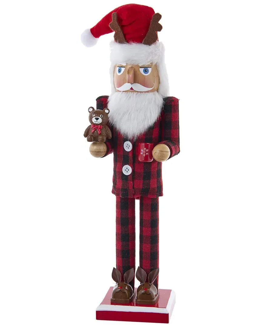 15-Inch Santa With Red Pajamas Nutcracker - Red