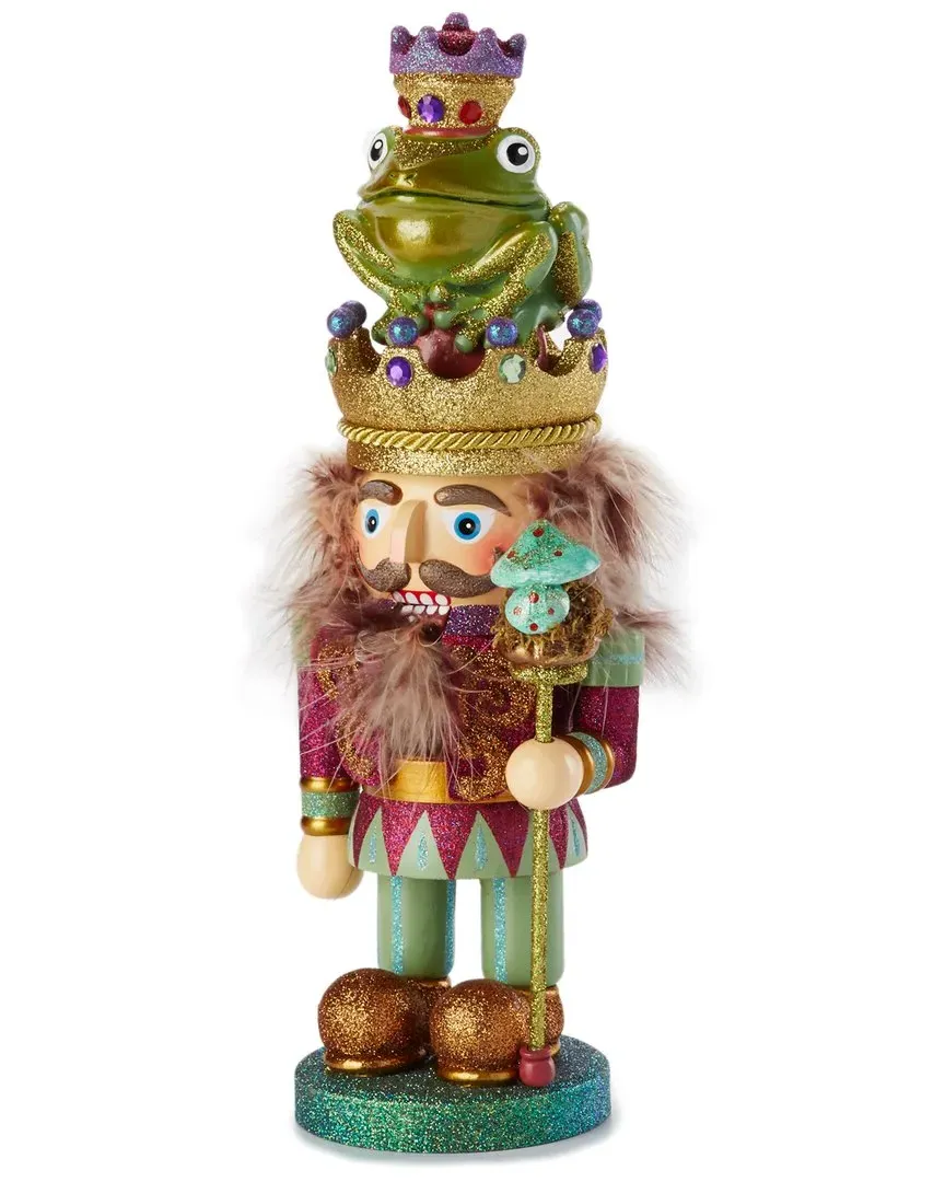 15in Holly Wood Frog Prince Nutcracker - Multicolor image