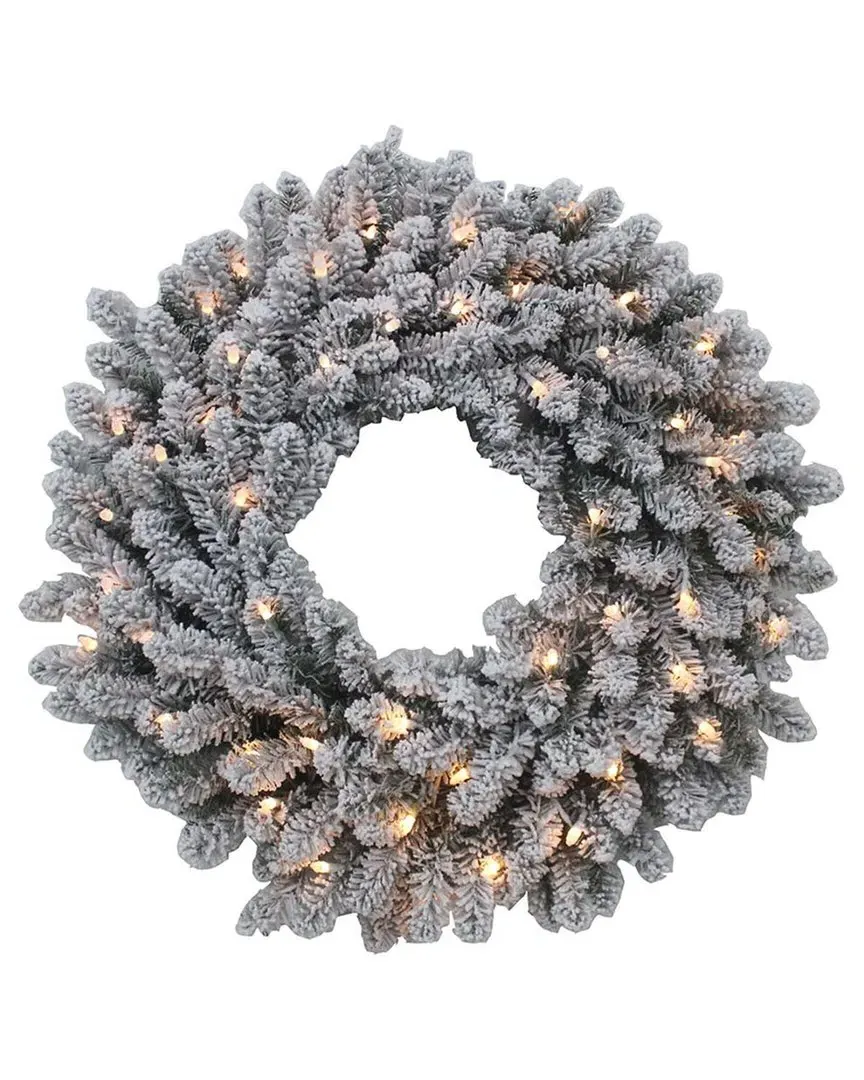 24-Inch Battery-Operated Warm White LED Vail Pine Wreath - Green