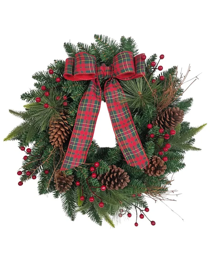 24-Inch Decorated Unlit Green Wreath image