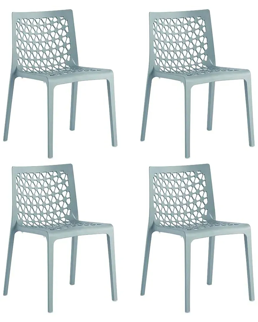 Milan Set of 4 Stackable Dining Chairs - Baby Blue, Resin