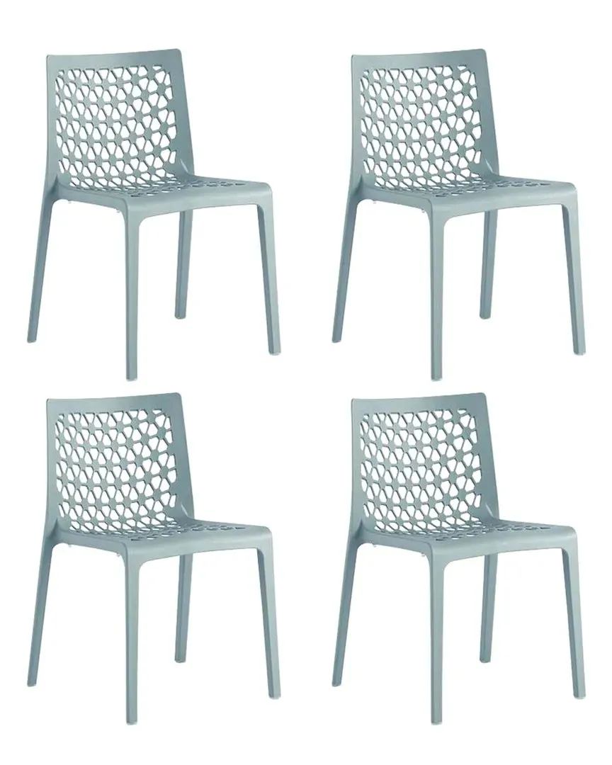 Milan Set of 4 Stackable Dining Chairs - Baby Blue, Resin image