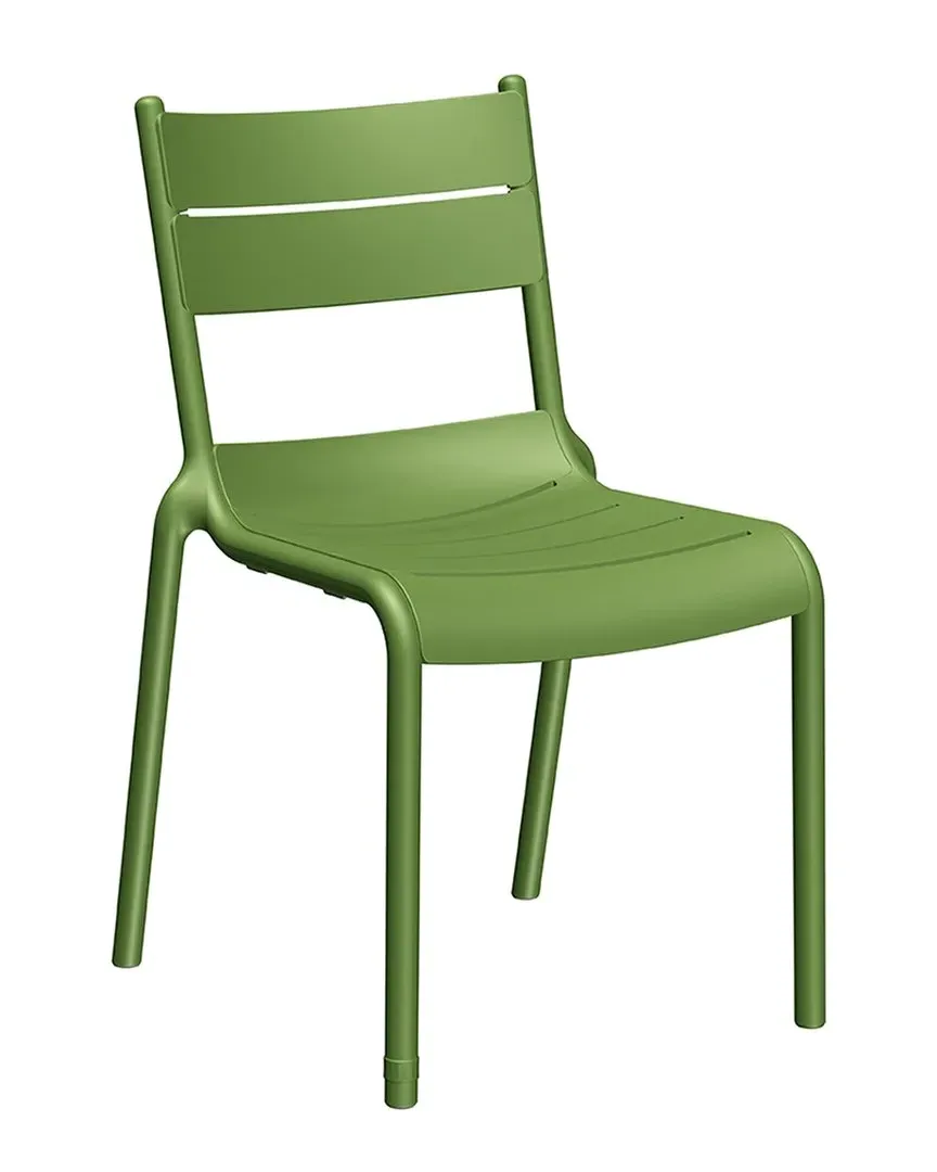 Naples Set of 2 Stackable Side Chairs - Olive Green, Resin