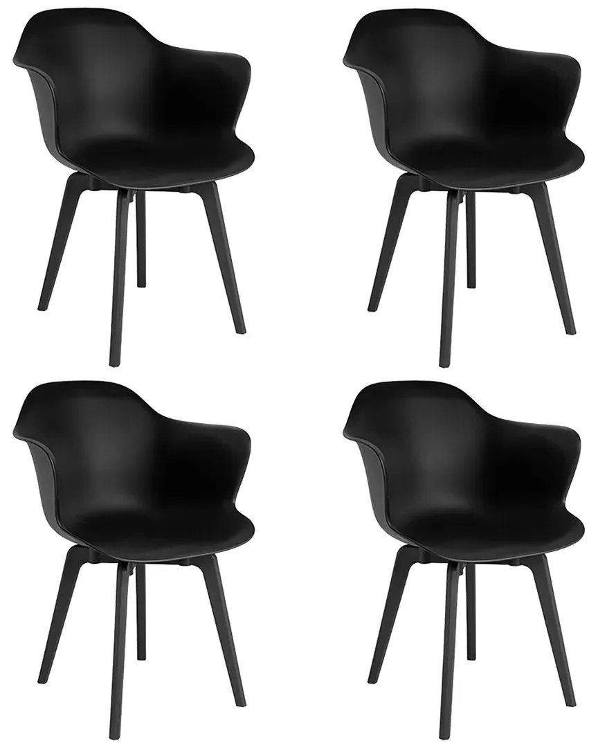Penguin Set of 4 Dining Chairs - Black, Resin