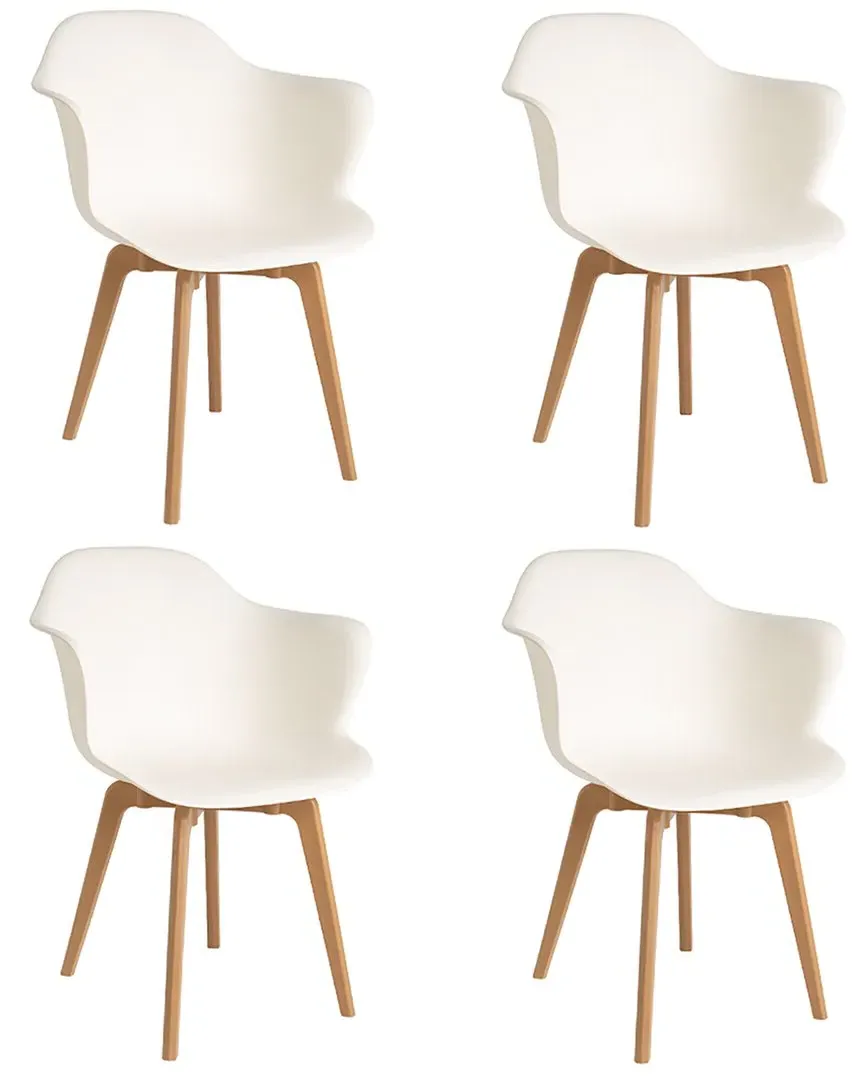 Penguin Set of 4 Dining Chairs - White, Resin