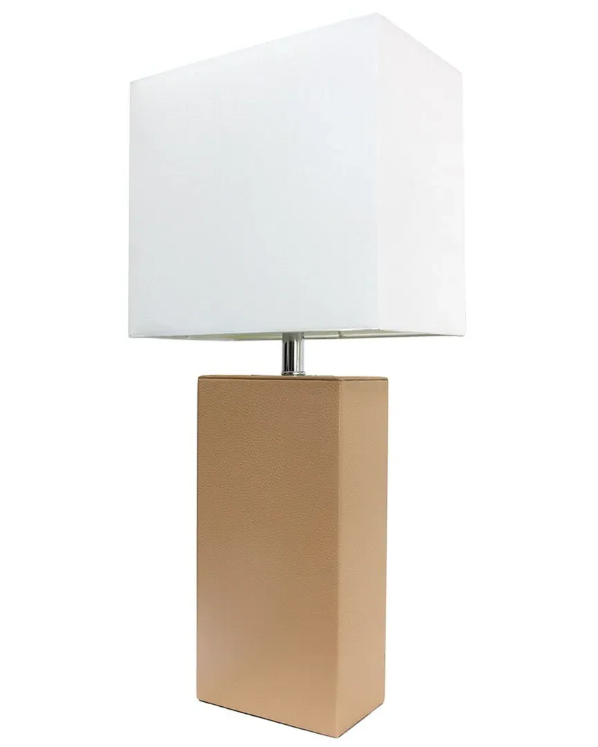 21in Table Lamp with LED Bulb - Beige, Faux Leather image