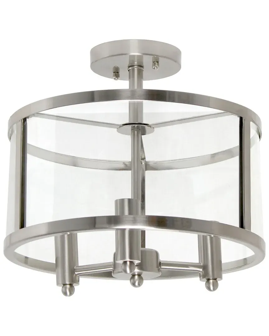 3-Light Industrial Farmhouse Semi-Flush Ceiling Light - Silver image