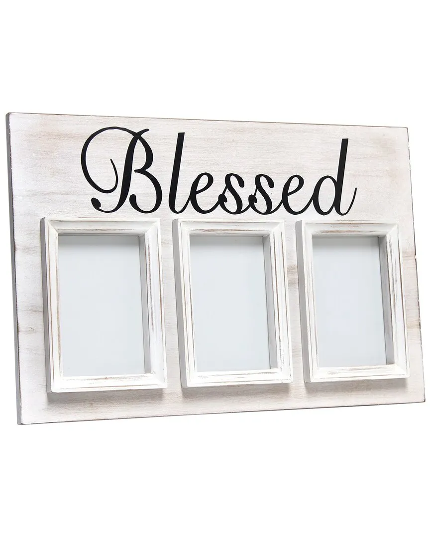 3 Photo Collage Frame Blessed - White, Wood image