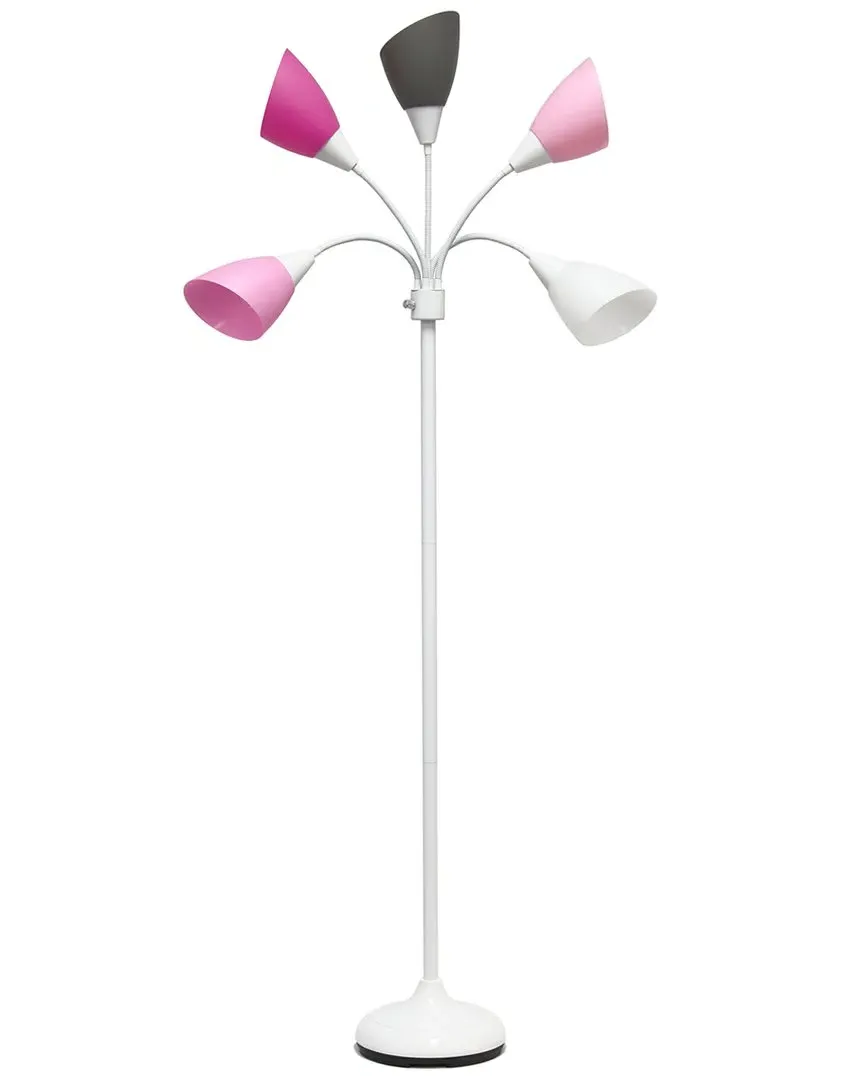 67in Multi Head Medusa 5 Light Adjustable Gooseneck Floor Lamp - White image