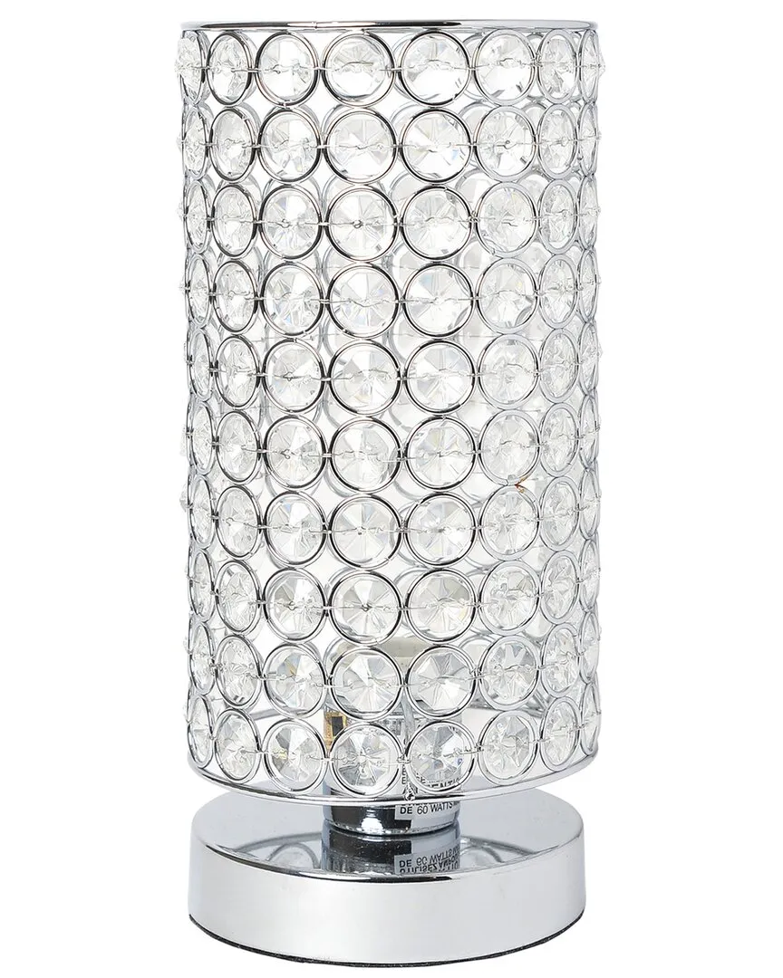 Elipse Cylindrical Table Lamp with Crystals - Chrome image